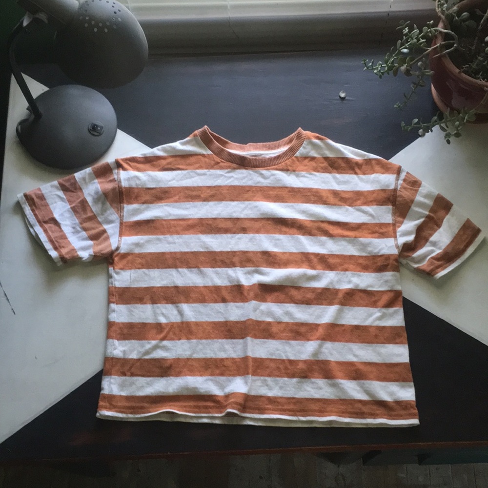 UO Boston Oversized Striped Washed-Dye Tee